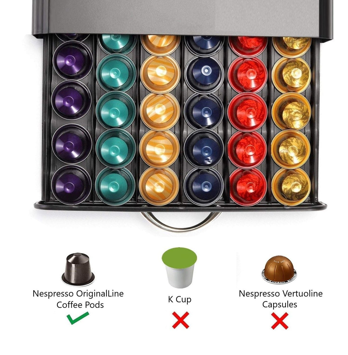 CARLA HOME Coffee Pods Holder Storage Drawer Compatible with 60 Nespresso Pods for Kitchen Storage & Organisation, Nespresso Pod Holder Coffee Machine for Home Storage (Black)