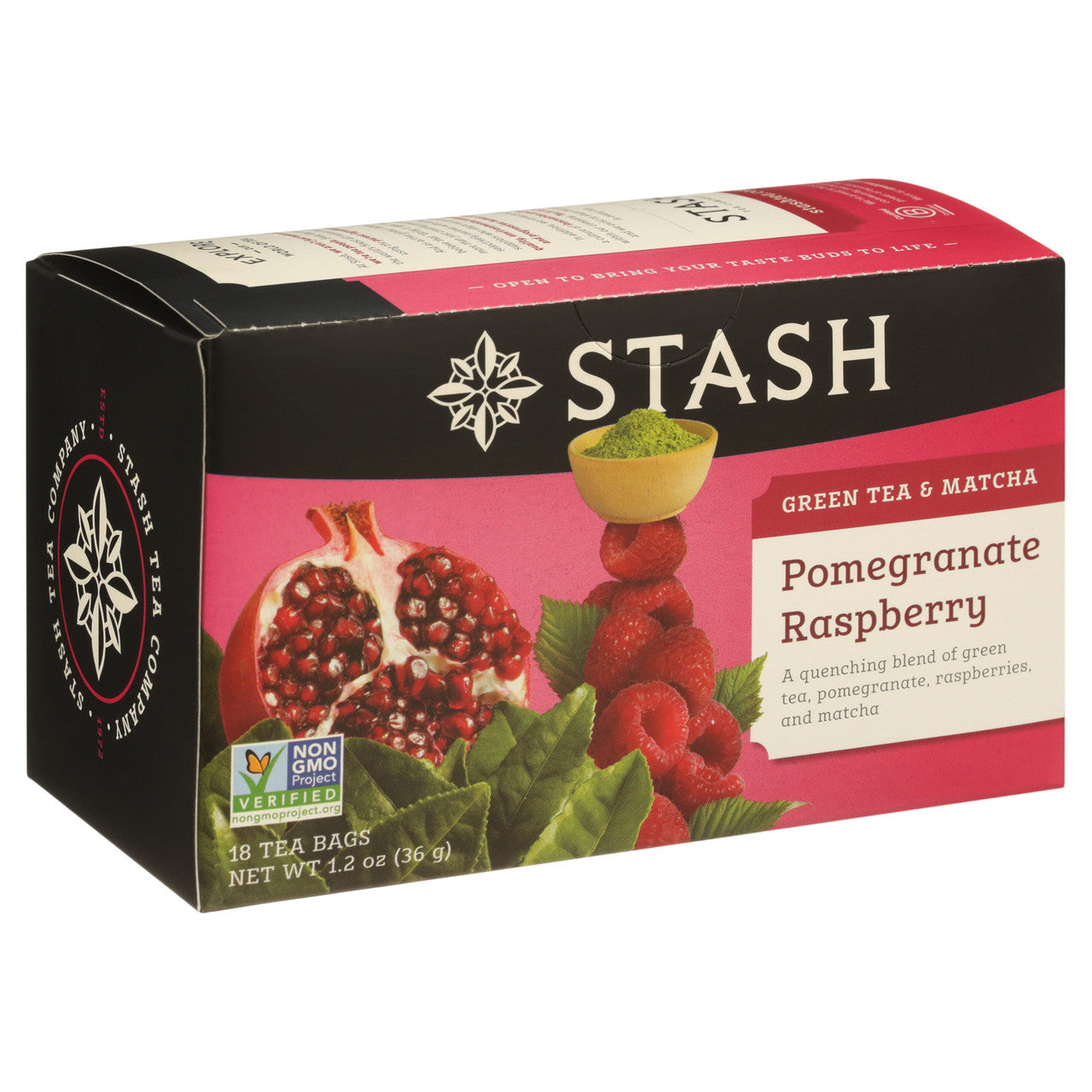 Stash Tea Pomegrante Raspberry With Matcha Tea (6x18 Bag)