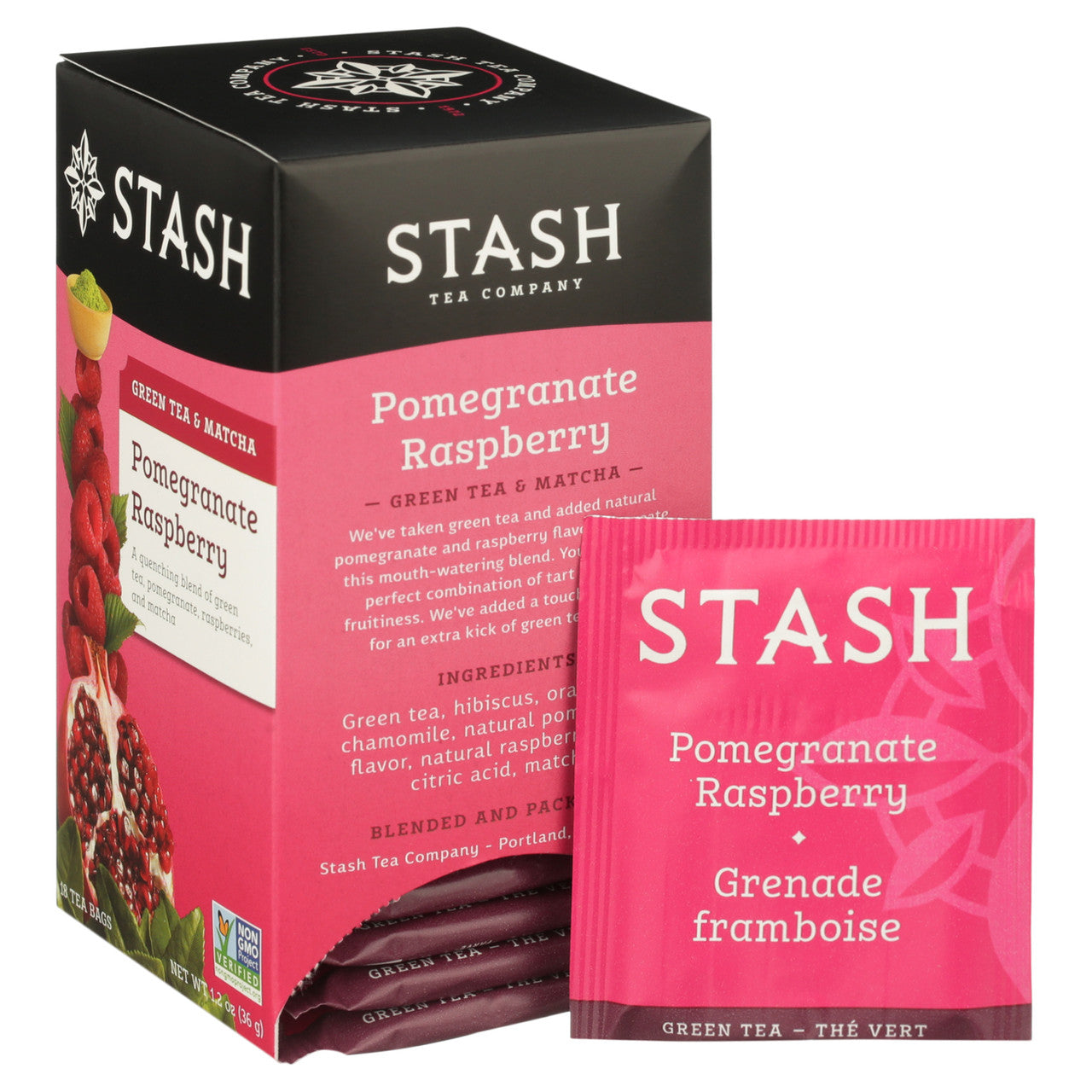 Stash Tea Pomegrante Raspberry With Matcha Tea (6x18 Bag)