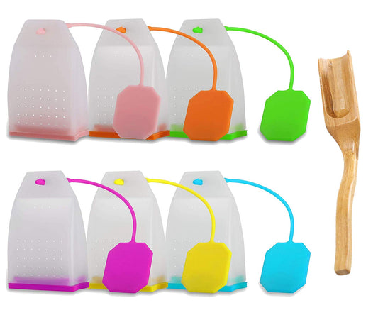 Silicone Tea Infuser, 4 Pack Loose Leaf Tea Filter Bags Strainer with Spoon