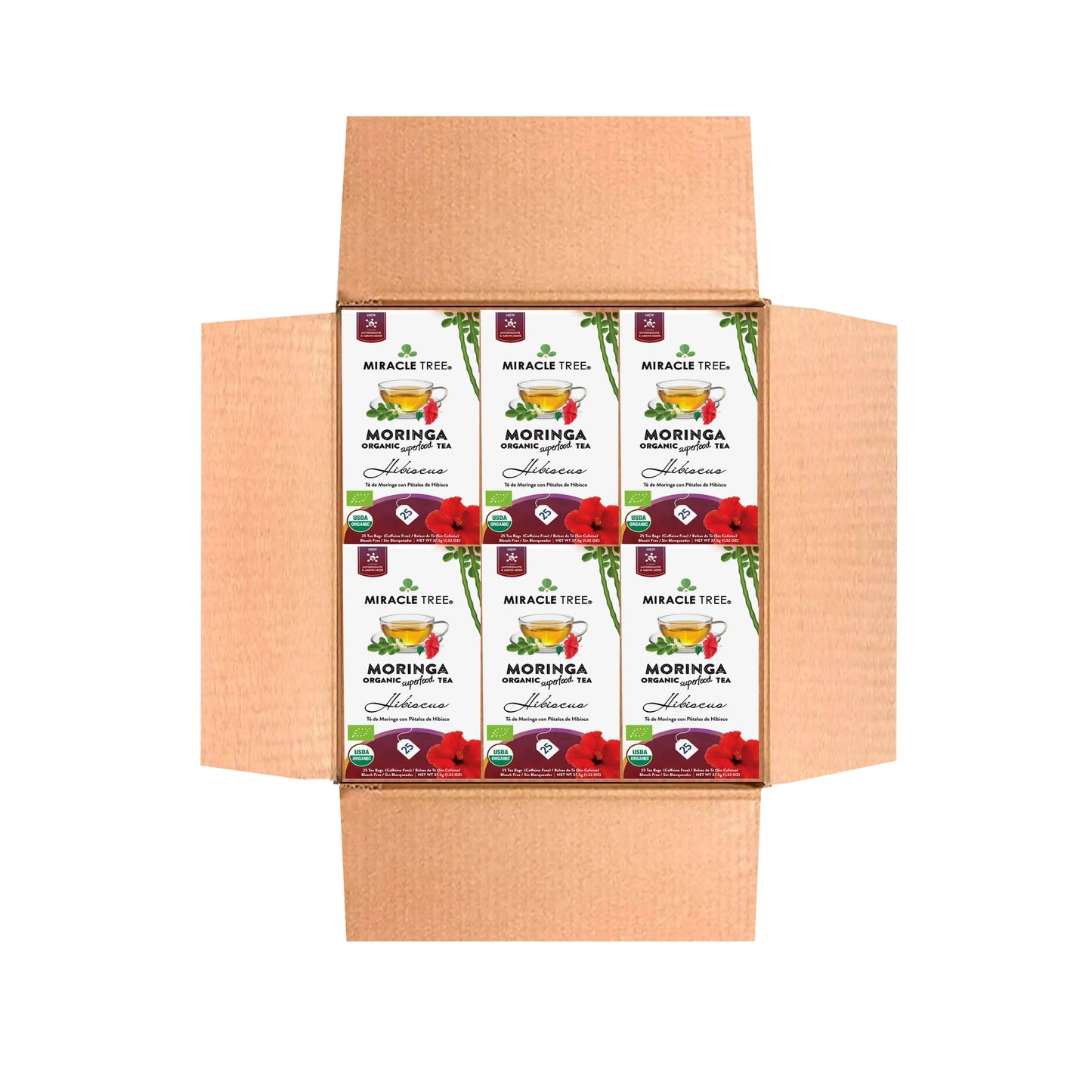 Organic Moringa Tea - Hibiscus - Caffeine-Free Herbal Tea