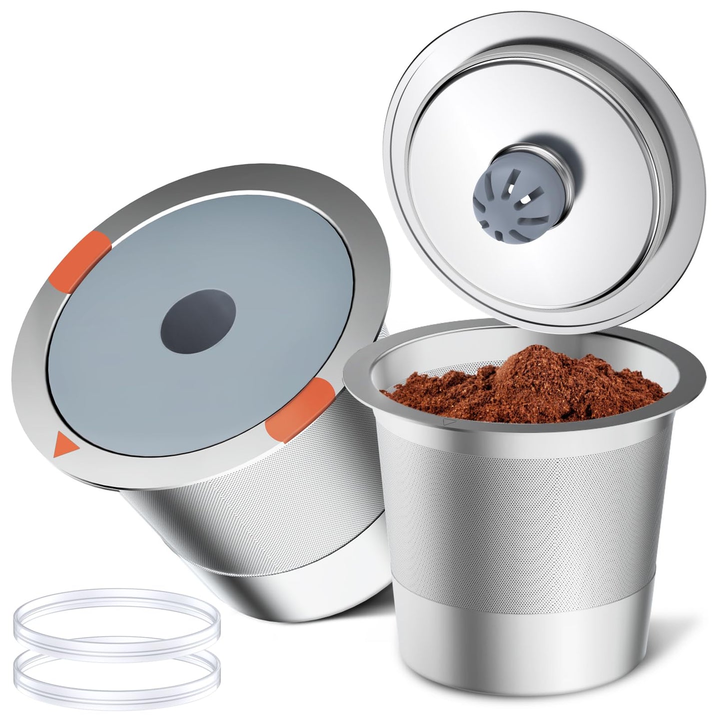 Reusable k Cup Coffee Filters,Universal stainless steel Refillable k Cups Filter Use for Keurig 2.0 and 1.0 Coffee Makers-brewers (3pack)