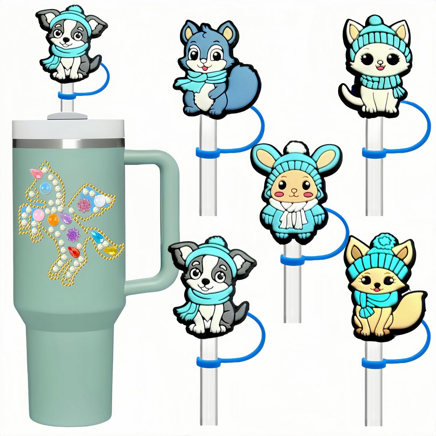 5 Pack Silicone Straw Toppers for Stanley Cup 40 30 oz, Reusable Dust-Proof Straw Cover Cap, Straw Accessories for Water Tumbler
