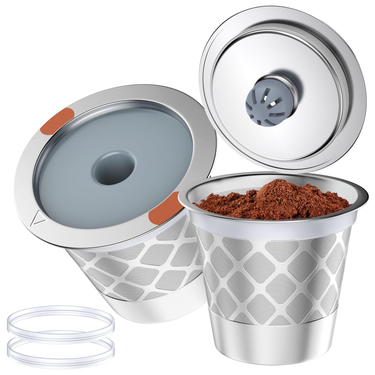 Reusable k Cup Coffee Filters,Universal stainless steel Refillable k Cups Filter Use for Keurig 2.0 and 1.0 Coffee Makers-brewers (3pack)
