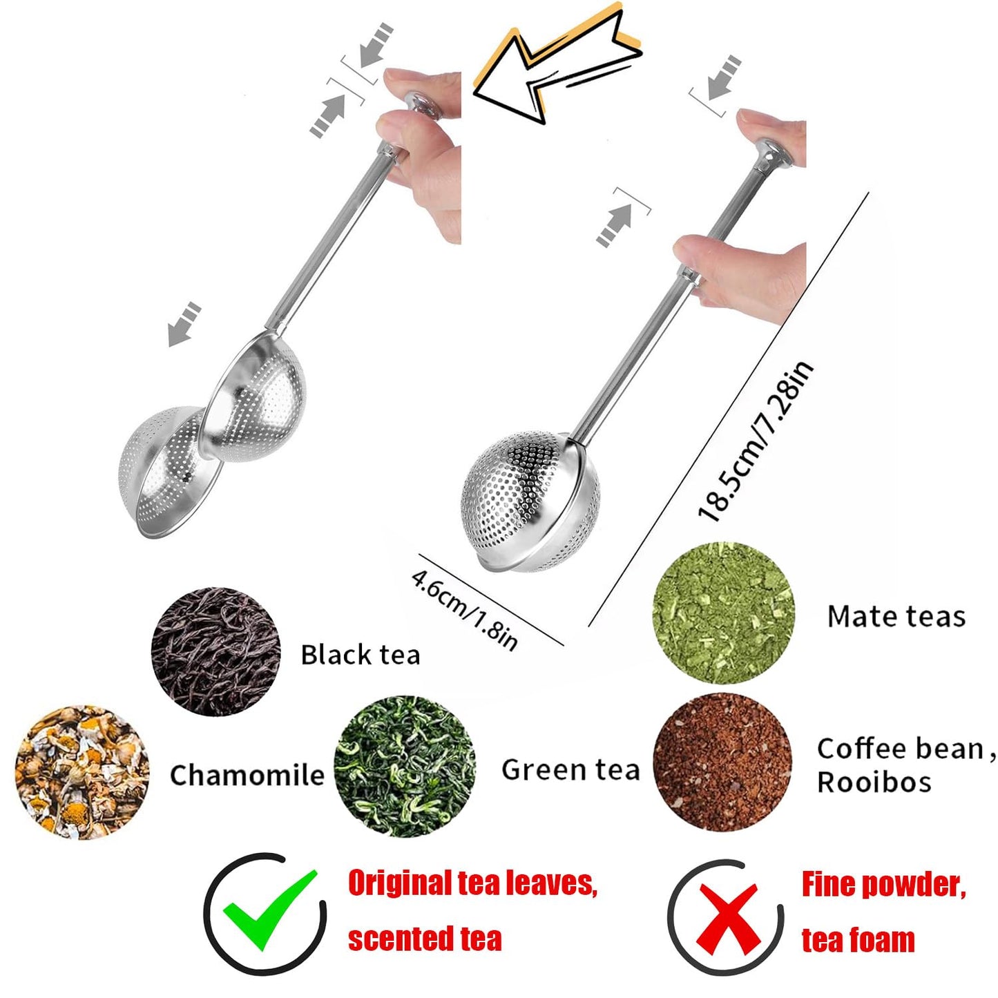 2pack Tea Ball, tea infuser for loose leaf tea, tea strainers for loose tea, stainless steel tea strainer, loose leaf tea steeper, easy clean, tea fine mesh strainer reusable