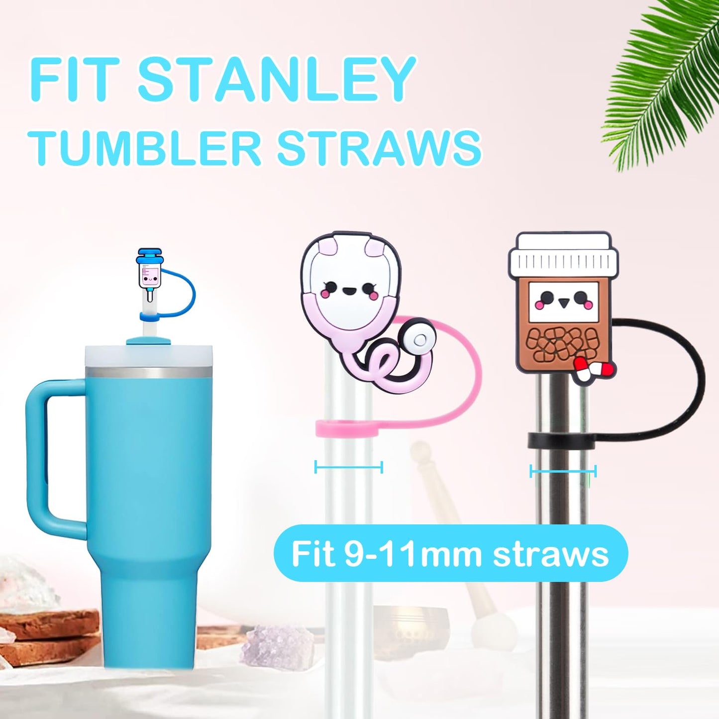Nurse Straw Covers for Stanley Cup 30&40 Oz Tumbler, Silicone Straw Toppers Fit 10mm Reusable Straws, Nurse Week Appreciation Gifts Bulk