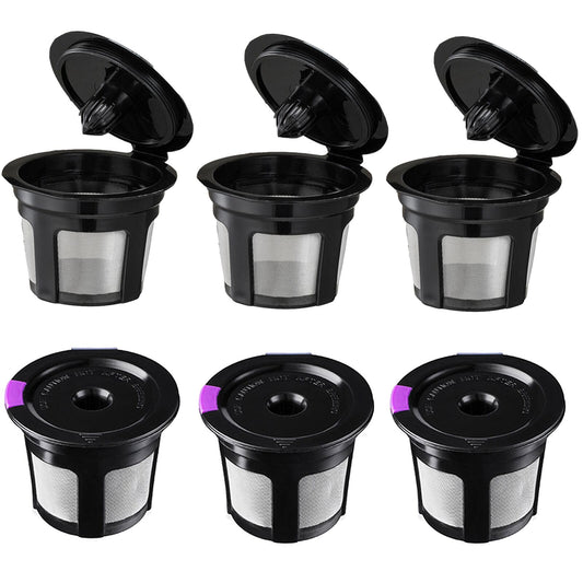 Reusable K Cups, Universal Fit Reusable Coffee Filters with Food Grade Stainless Steel Mesh Eco-Friendly Coffee Pods, for 1.0 and 2.0 Brewers (4)