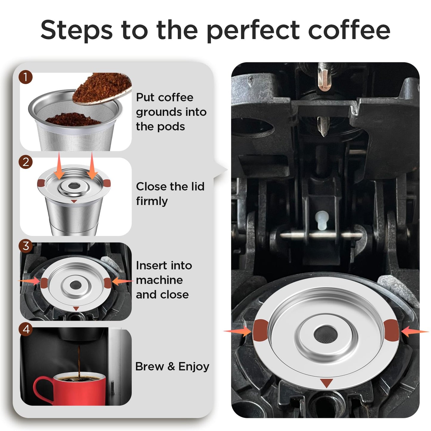 Reusable k Cup Coffee Filters,Universal stainless steel Refillable k Cups Filter Use for Keurig 2.0 and 1.0 Coffee Makers-brewers (3pack)