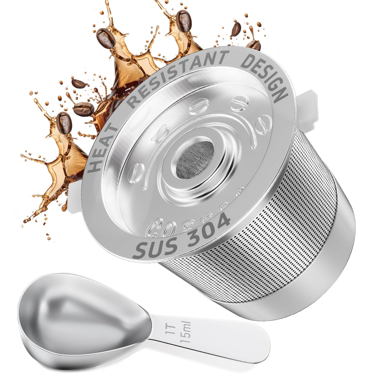 NESSUS 2 Pack Reusable K Cup for Keurig 1.0, Stainless Steel Reusable K Cups for Keurig 1 Prong Coffee Maker K Cup Reusable Coffee Pods with Heat Resistant Handles and Scoop, NO BPA
