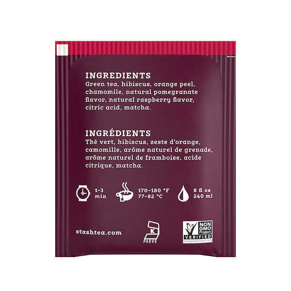 Stash Tea Pomegrante Raspberry With Matcha Tea (6x18 Bag)