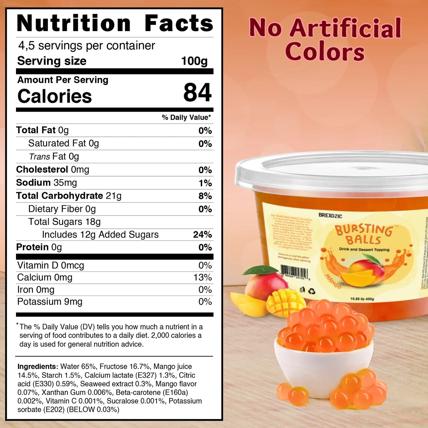 1 LB Mango Flavored Popping Boba