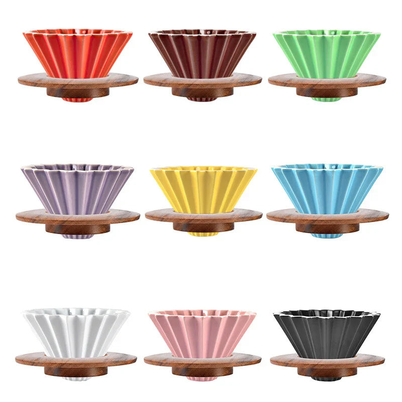 StepUp Coffee Origami Ceramic Pour Over Dripper, Handmade Cone Brewer