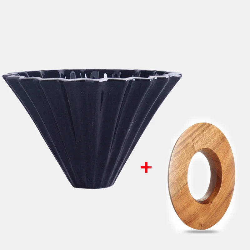 StepUp Coffee Origami Ceramic Pour Over Dripper, Handmade Cone Brewer