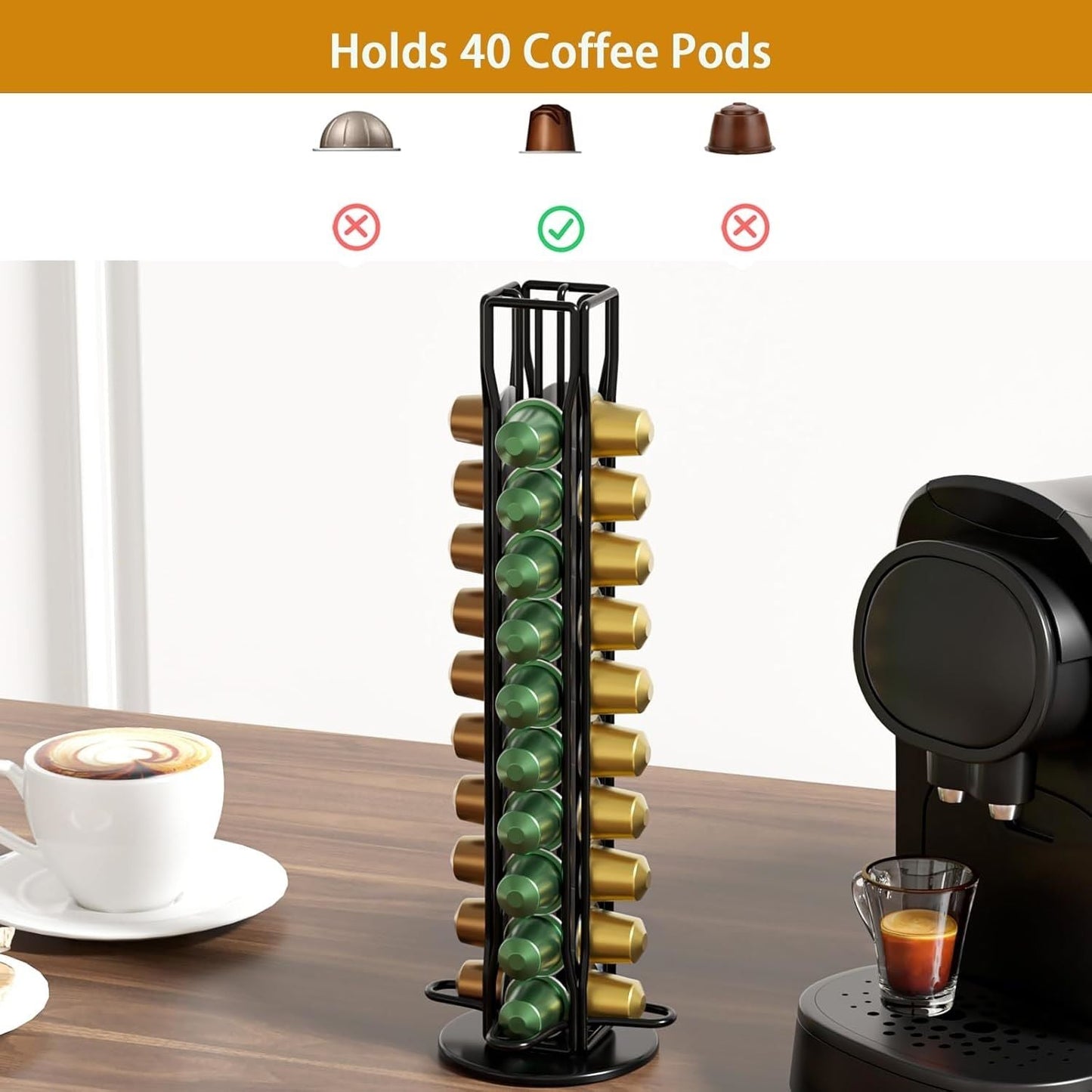 NNEDSZ Coffee Pods Holder Storage Compatible with 40 Nespresso Pods