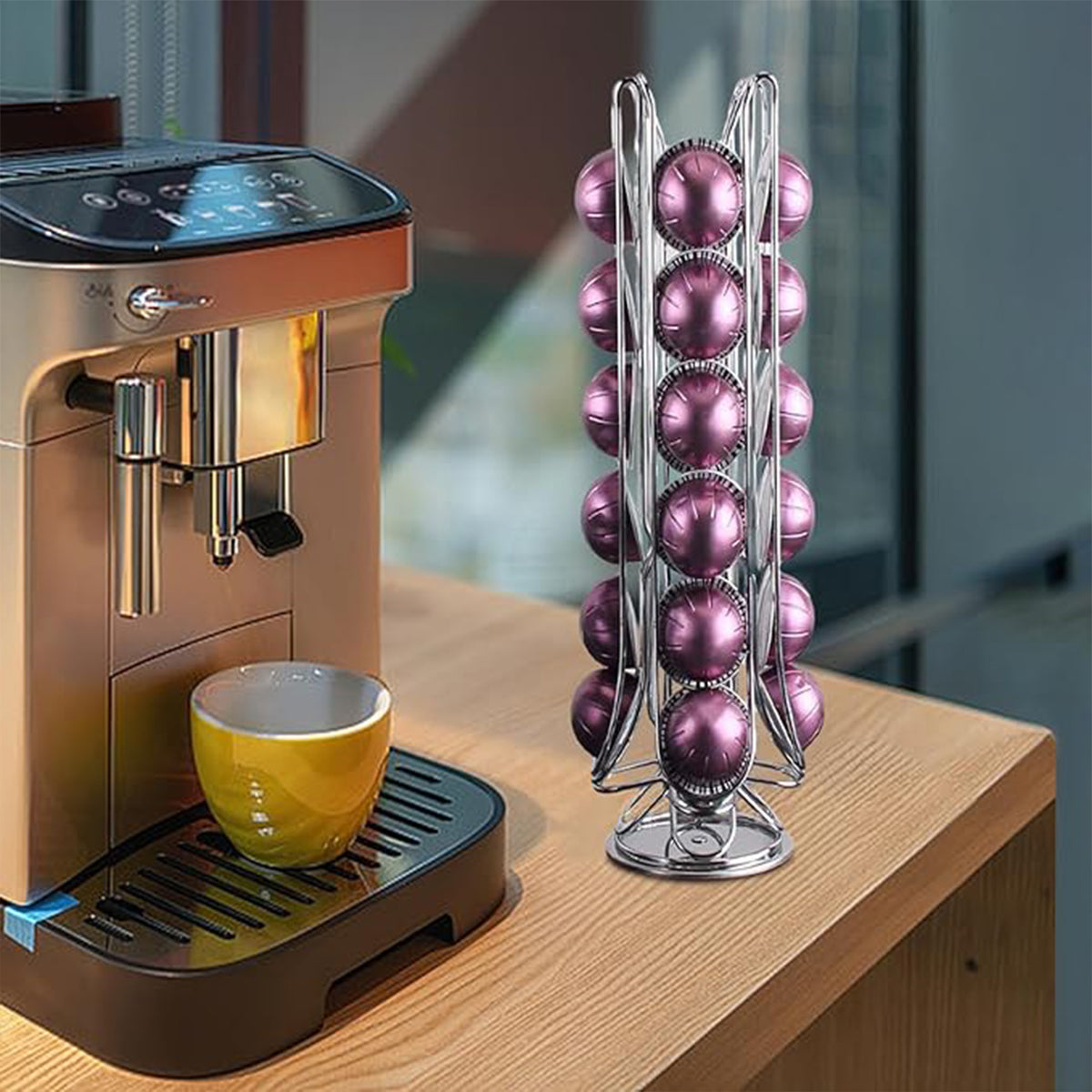 24 Coffee Capsule Holder Rack Storage Stand Pod Display Organizer Shelf Kitchen