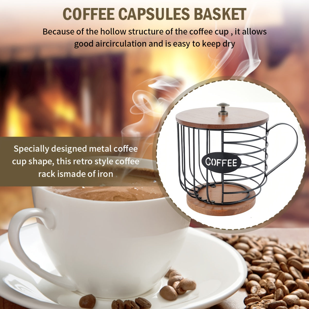 Coffee Pod Holder with Wooden Base