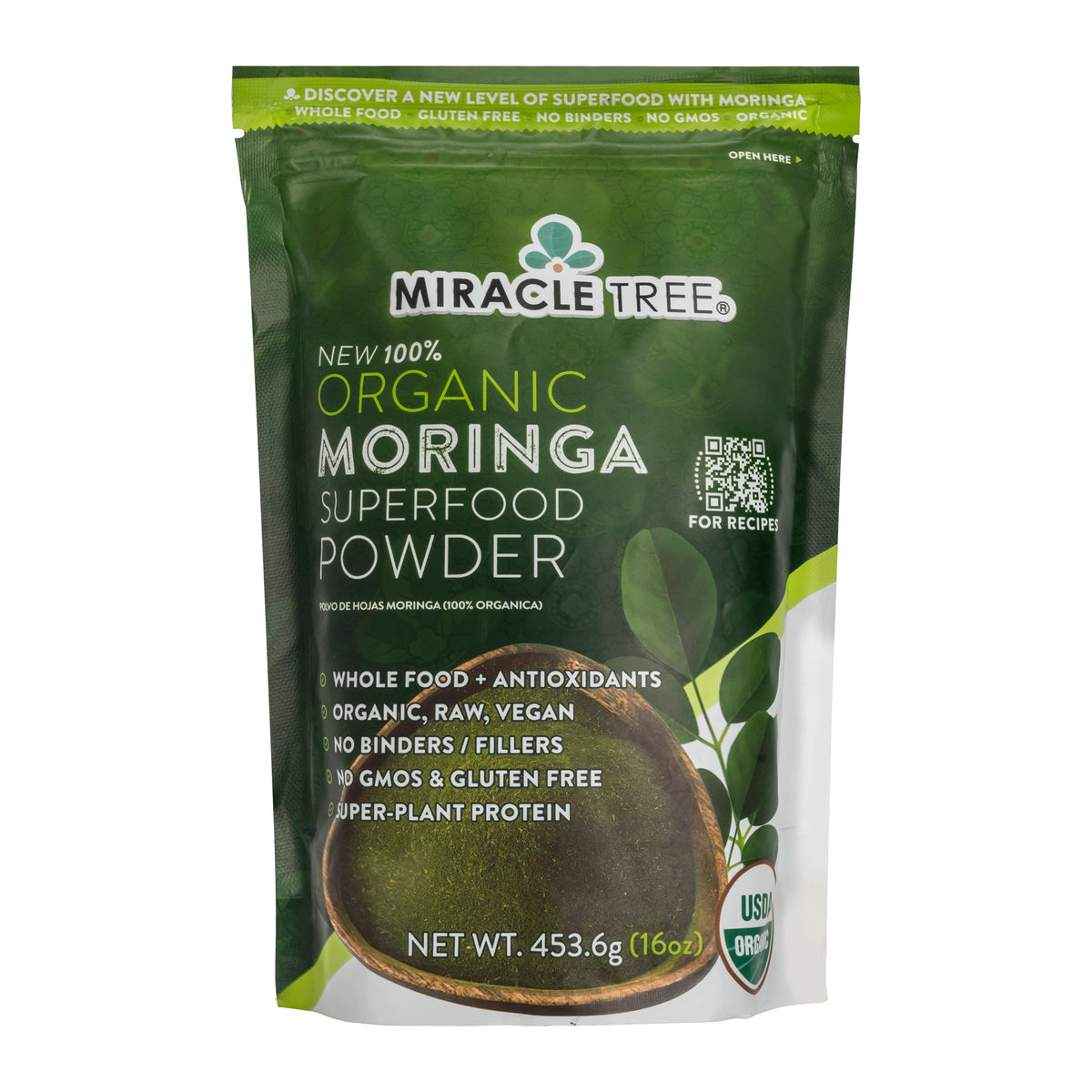 Organic Moringa Powder - 16oz Pouch (1 lb)